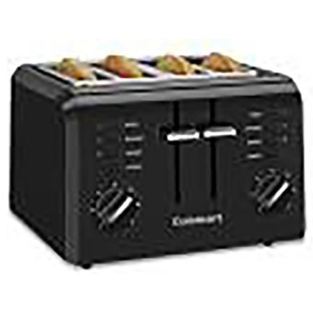 CUISINART Toaster, Bagel, Defrost, Reheat Control, PlasticStainless Steel, Black CPT-142BK